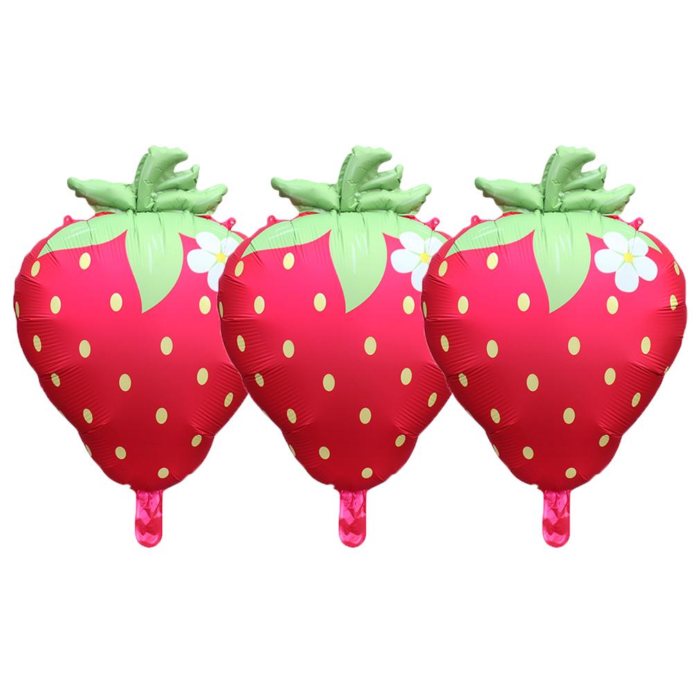 

3pcs/6pcs Strawberry Aluminum Film Balloon Birthday Party Supplies Summer Fruit Party Baby Baptism Decoration Balloons Other