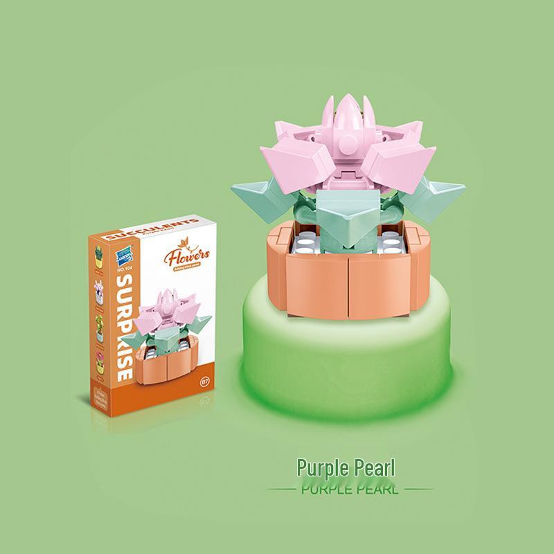 Kids' Educational Interlocking Building Blocks - Flower Potted Plant (Rose & Epiphyllum) Compatible with Top Building Block Models