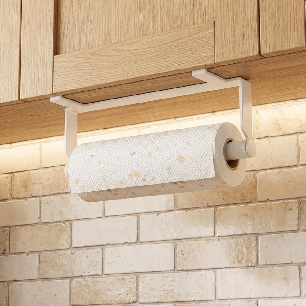 No Drill Under Cabinet Paper Towel Holder Wall Mounted Cling Film Storage Rack for Kitchen