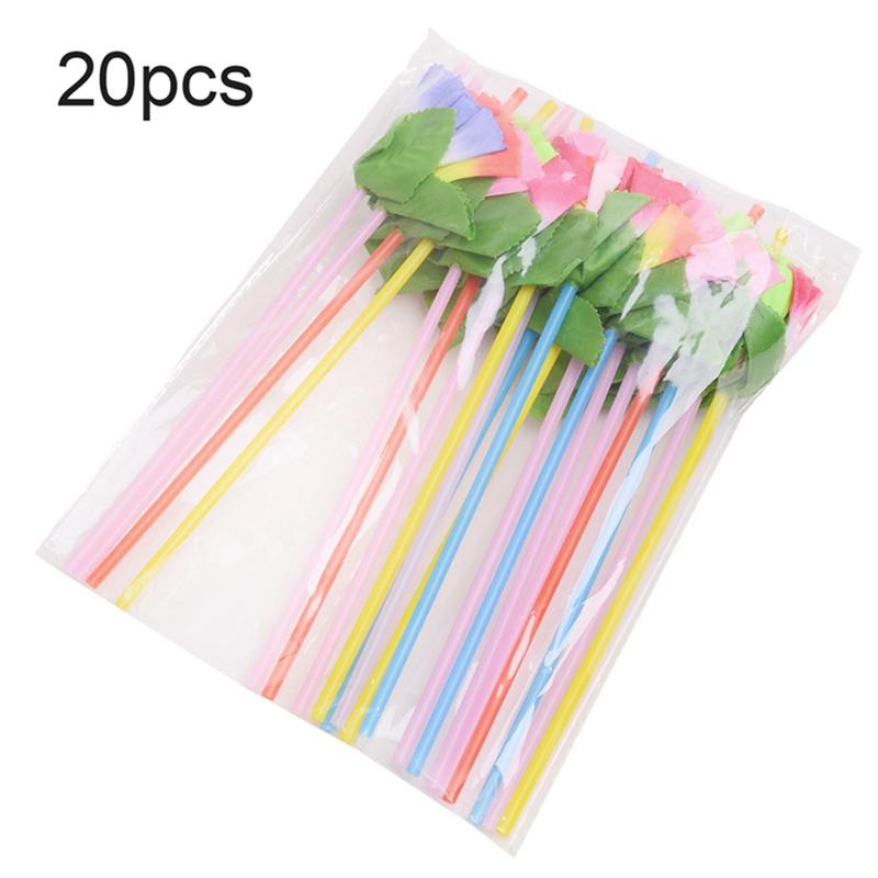 ABGE-Flower Drinking Straws Plastic For Hawaiian Theme Party Beach Tropical Birthday Wedding Party Decoration Supplies