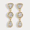 Personalized Geometric Water Drop-Shaped Inlaid Zircon Stud Earrings, Niche Light Luxury Fashion Copper-Plated 18K Gold Earrings.