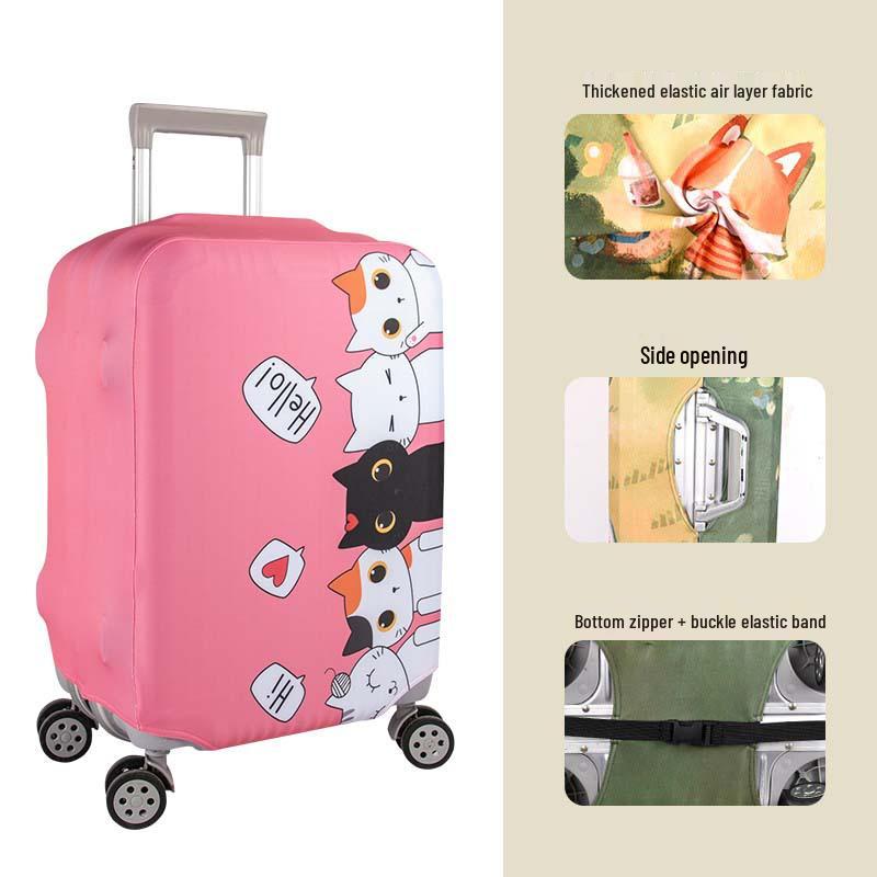 Maßgefertigter elastischer Gepäckschutzbezug mit Digitaldruck, verdickte Luftschicht für Reise-Trolleykoffer