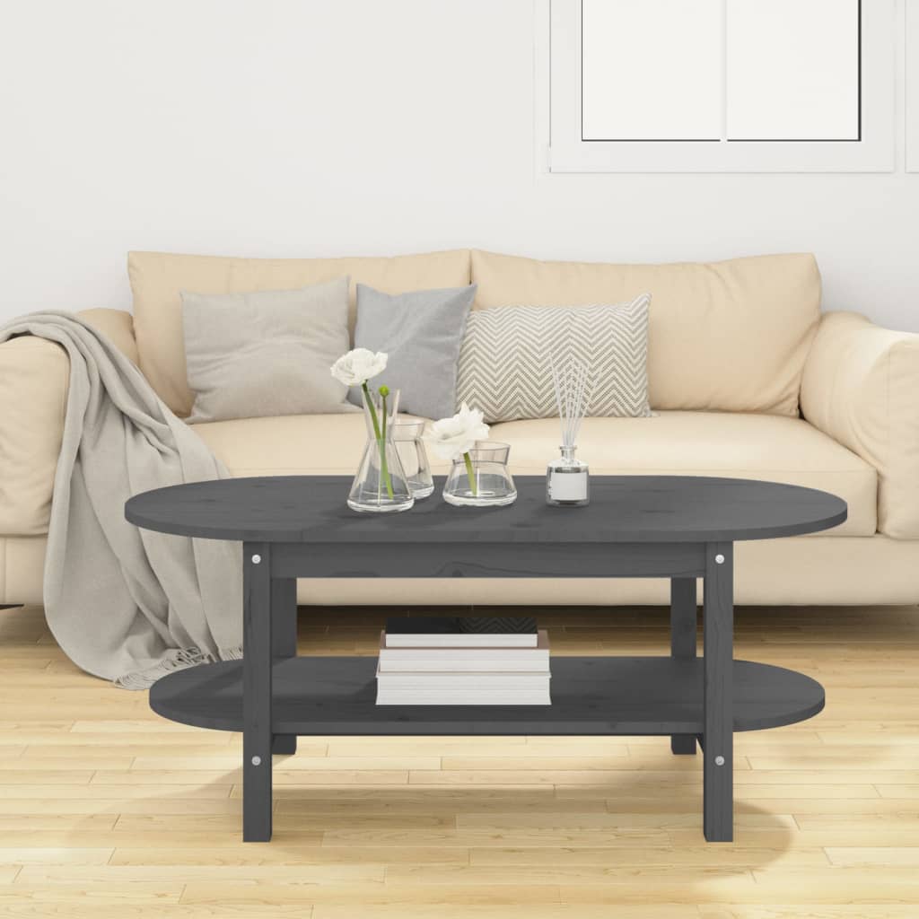 Coffee Table, Grey, 110x55x45 Cm, Solid Pine Wood