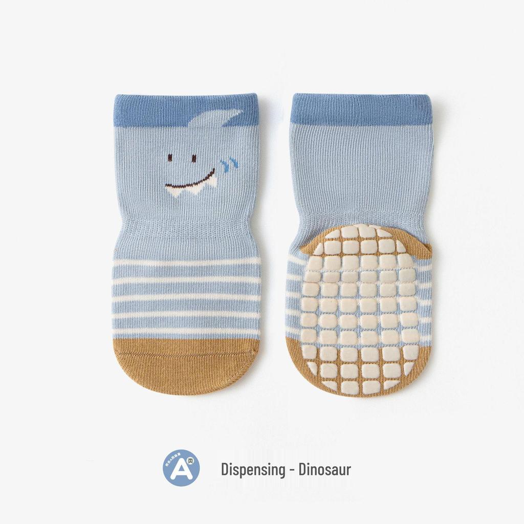 Spring Baby Socks: Non-slip, Loose Cuff, Seamless Combed Cotton Cartoon Socks for Infant & Toddler Walking Indoors