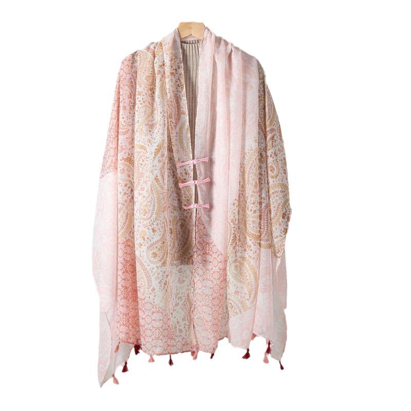 E-commerce Buckle Thin Women's Summer Travel Outer Shawl Scarf High-quality Printed Shawl