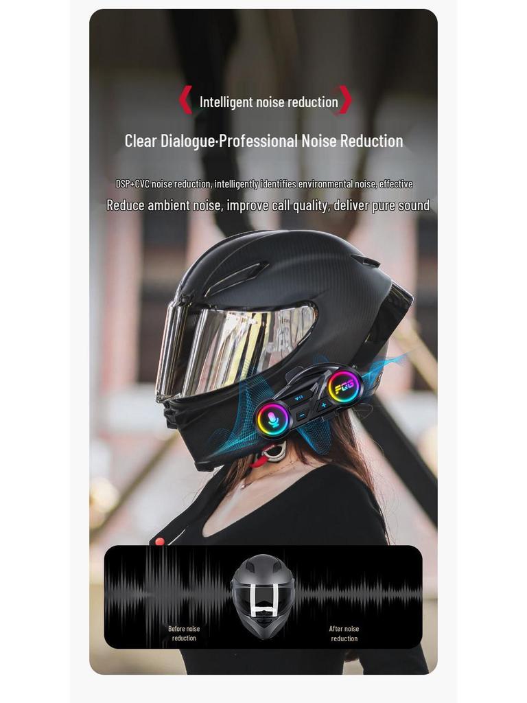 Y13 Bluetooth Motorcycle Helmet Headset - Waterproof, Noise Reduction, High Sound Quality Riding Gear.