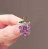 Broche de uva de zircão de cristal verde roxo para mulheres Broche de frutas fofo Casaco de lapela Pin de distintivo Roupas Jóias Acessórios