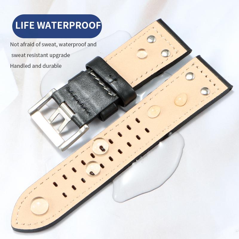 Para Luminox 1879 1920 1921 1925 1927 Pulseira de couro para relógio 26mm pulseira de pulso masculina pulseira de relógio militar acessórios Com rebite