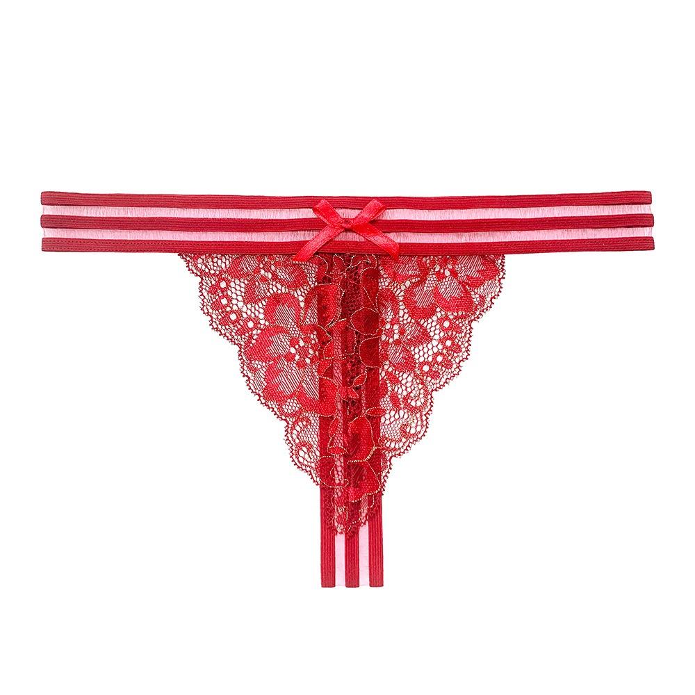 Fully Transparent Lace Tback Ultra-thin Design Sense Striped Sexy Panties Hot Temptation Thong Female 2274