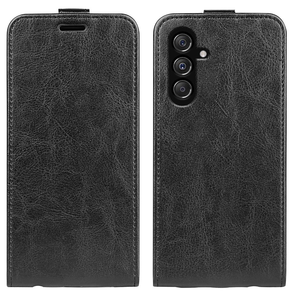 

For Samsung Galaxy F34 5G/M34 5G Vertical Flip Phone Leather Case Card Holder Crazy Horse Texture Cover Black