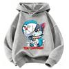 Boys Girls Long Sleeve Hoodie, Fun Half And Half Cartoon Animal Character Graphic Pullover, Lightweight Sweatshirt for School Daily Wearing.