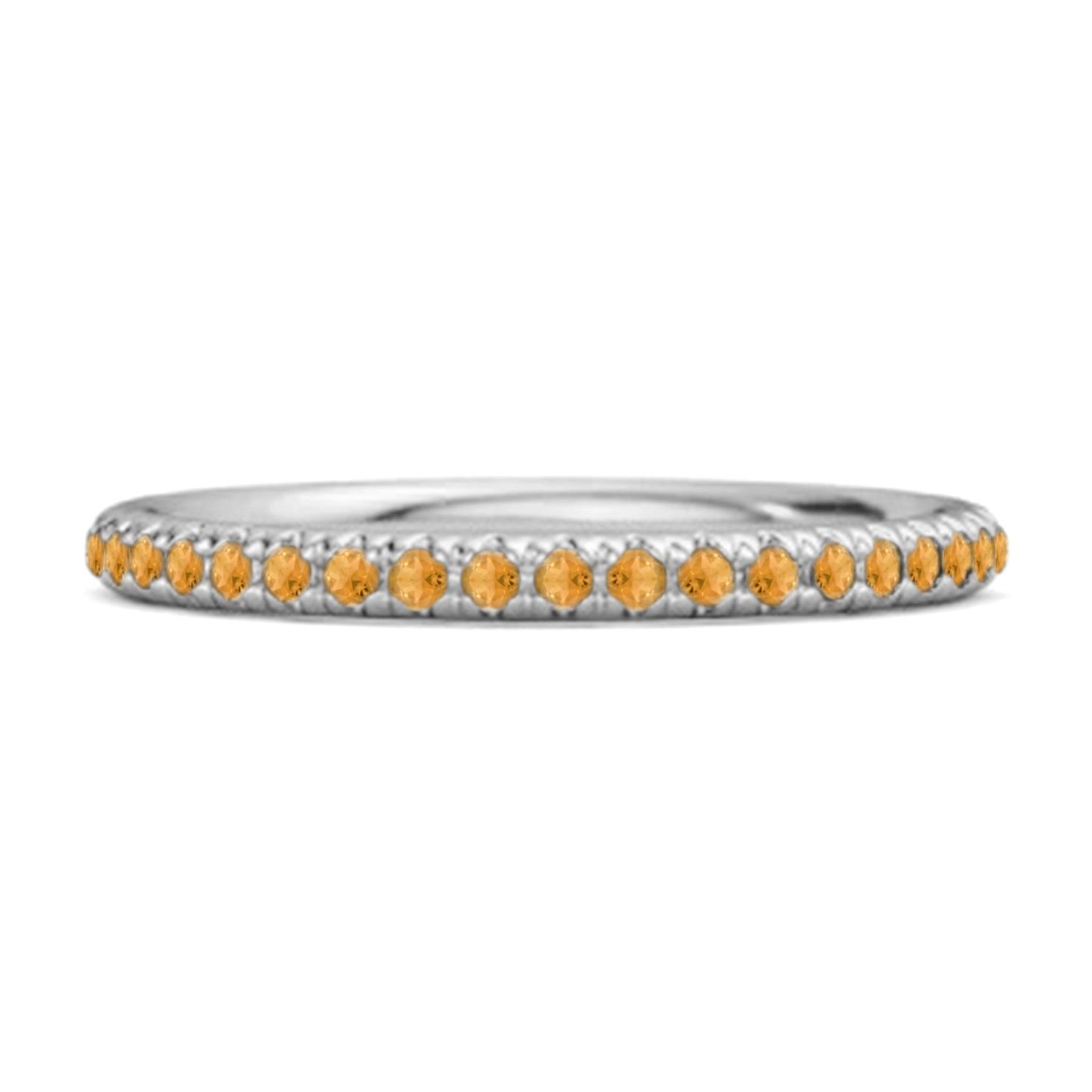 Citrine Round Eternity Ring- 925 Sterling Silver 10