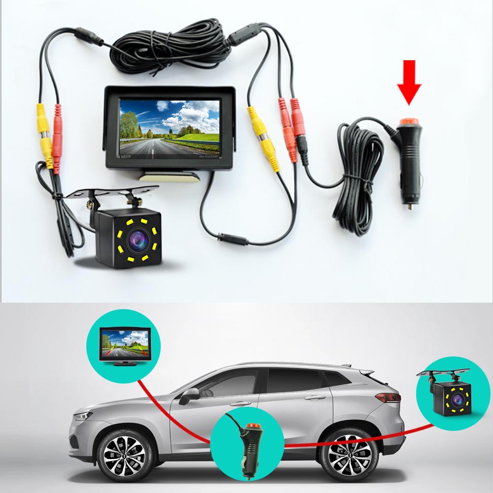 4.3/5 Inch Car LCD Monitor Rear View Backup Camera for Vehicle Van Night Vision Reverse Video Parking System Easy Installation
