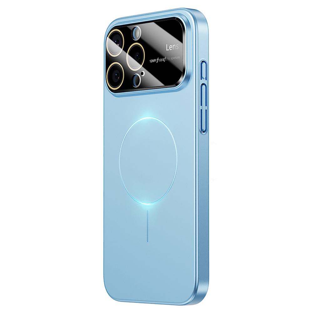 For iPhone 16 Pro Magnetic Case Large View Window Matte PC Phone Back Cover with Lens Film