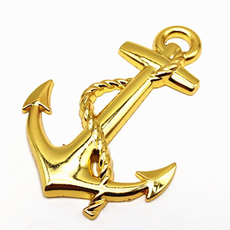 1PC Metal Personality Car Stickers Boat Anchor Hooks Navy Emblem Grill Cross Badge Pirate Ship Car Body Sticker