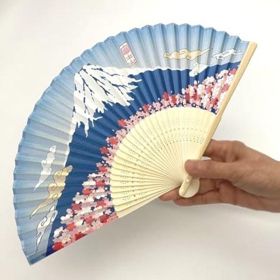 Kyosuke Silk Fan Pouch Sakura Mount Fuji Approximately 21cm Men Women Souvenir Japanese Miscellaneous Goods