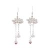 Lotus Seed Flower Ear Hook Gifts; 1Pair of Fashionable Long Tassel Dangle Earrings for Feminine Chinese Style.