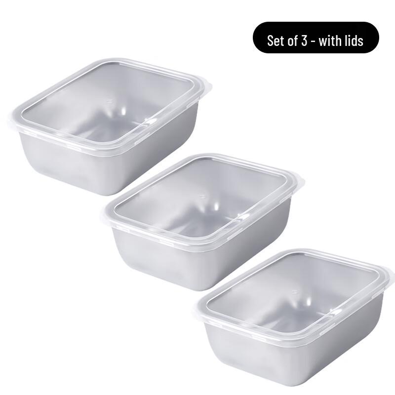 Zhaoran 3-Pack Square 316 Stainless Steel Food Storage Containers