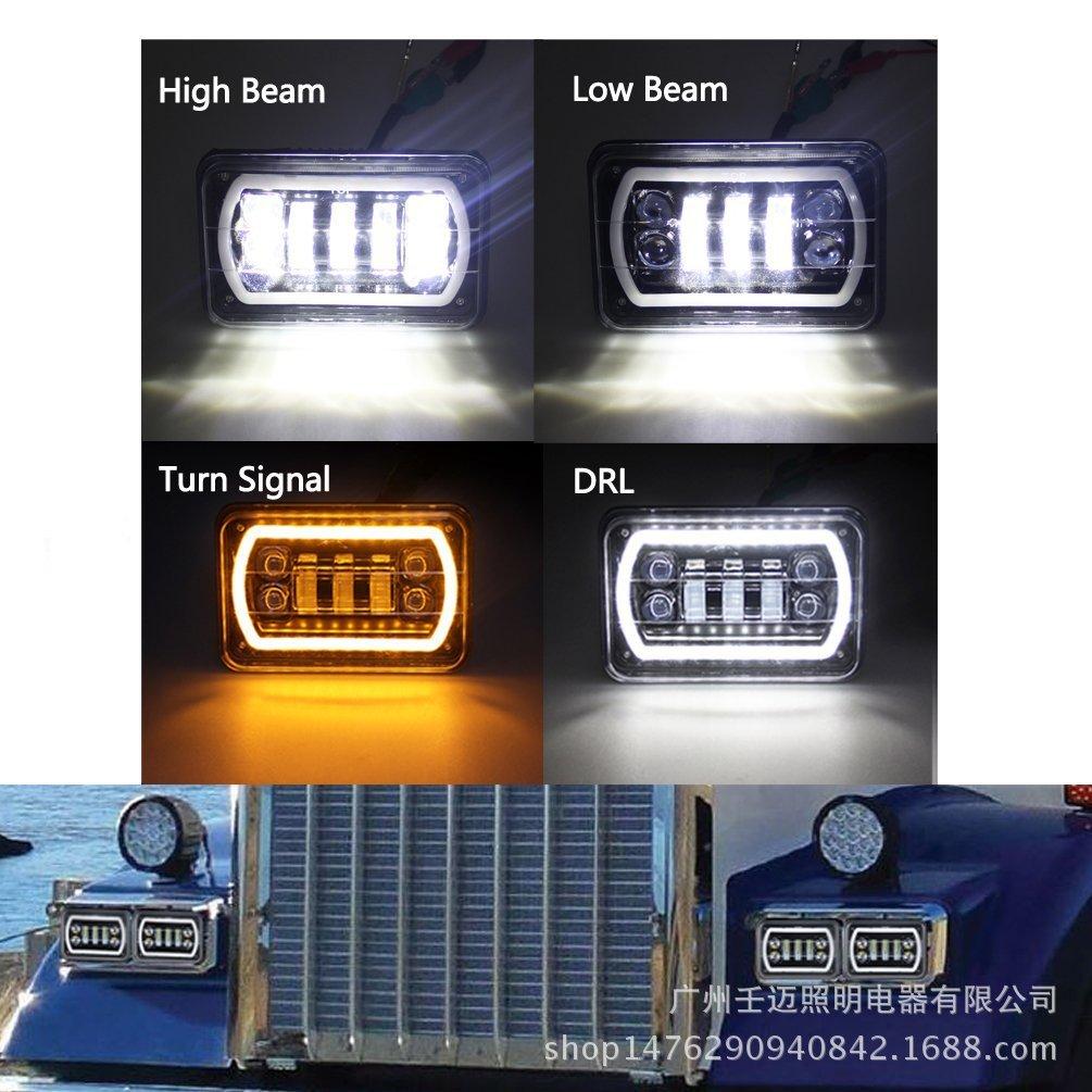 5-Inch 4x6 Square LED Headlight with Turn Signal for Trucks and Cars