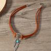 Elegant Modifiable Marine Sphere Necklace With Thin Faux Leather Cord For Stratified Jewelry Appearance