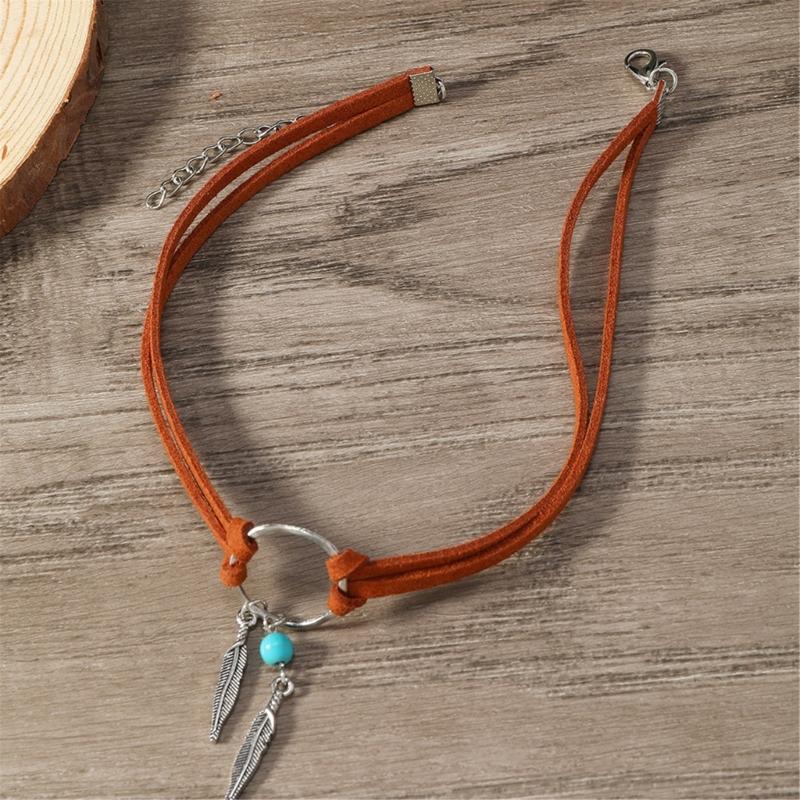 Elegant Modifiable Marine Sphere Necklace With Thin Faux Leather Cord For Stratified Jewelry Appearance