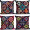 Set 4 Huse Pernă Decorativă Mandala Alb Crem Auriu Huse Elegante Luxe pentru Canapea Living Dormitor Decor Acasă