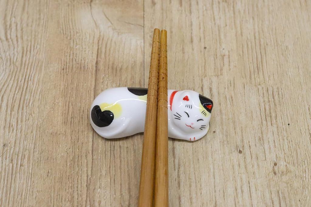 Yakushi Kiln Chopstick Rests, Set of 3, "Sleeping Cat
