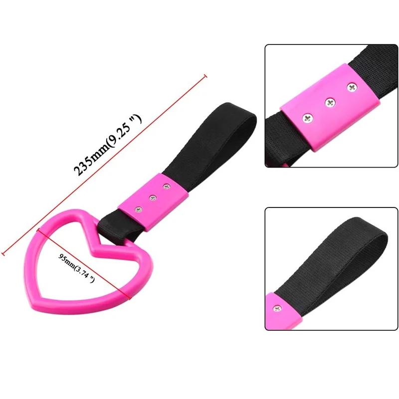 Cute Ring Heart Auto Bus Strap Plastic Charm Strap Car Tow Ring Heart Subway Handle Strap Car Accessories 1pc