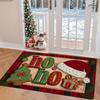 Candy Cane Christmas Mat Carpet,Red White Stripes Merry Christmas Lettering Non-Slip Thickened for Indoor Outdoor Entryway Decor