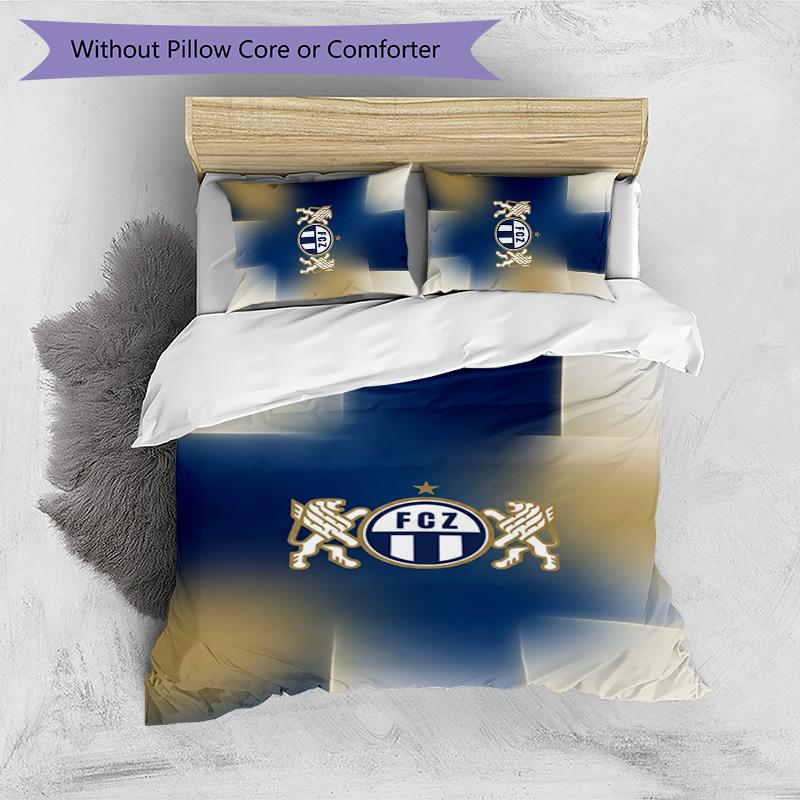Set Lenzuola Stampato FC Zürich 3 Pezzi Copripiumino Traspirante con Federe Biancheria da Letto Decorativa per Camera da Letto Casa
