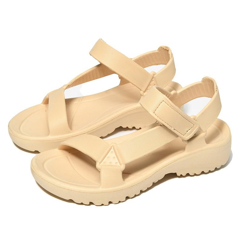 Sommer 2024 Neue Handel Flache Sandalen Einfarbig Damenschuhe Weiche und Bequeme EVA Flache Sandalen für Damen