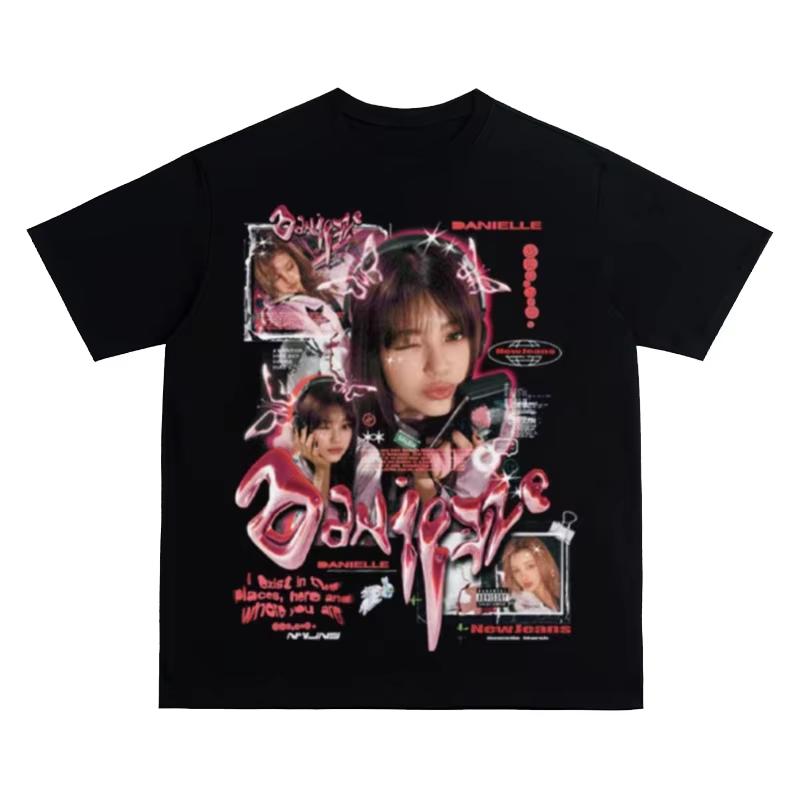 2025 NEW JEANS Gruppo Coreano di Ragazze T-shirt Stampata MINJI HAERIN HANNI DANIELLE HYEIN Maglietta Oversize Abbigliamento Unico in Cotone