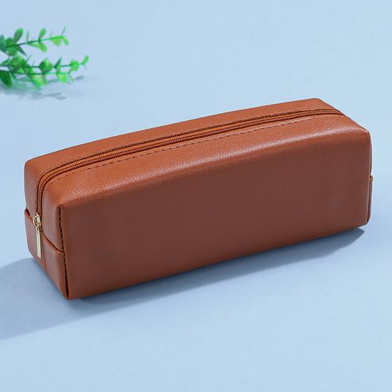 Penneetui Faux Skinn Blyantveske Organizer Liten Glidelås Pennepose Multifunksjonell Kosmetikkveske for Arbeid Reise