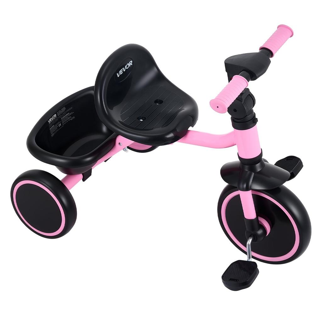 Toddler Tricycle for 2-5 Year Old, Folding Kids Trike with Adjustable Seat, Storage, Carbon Steel Frame, Handlebar Grips for Outdoor Play, Tricycle