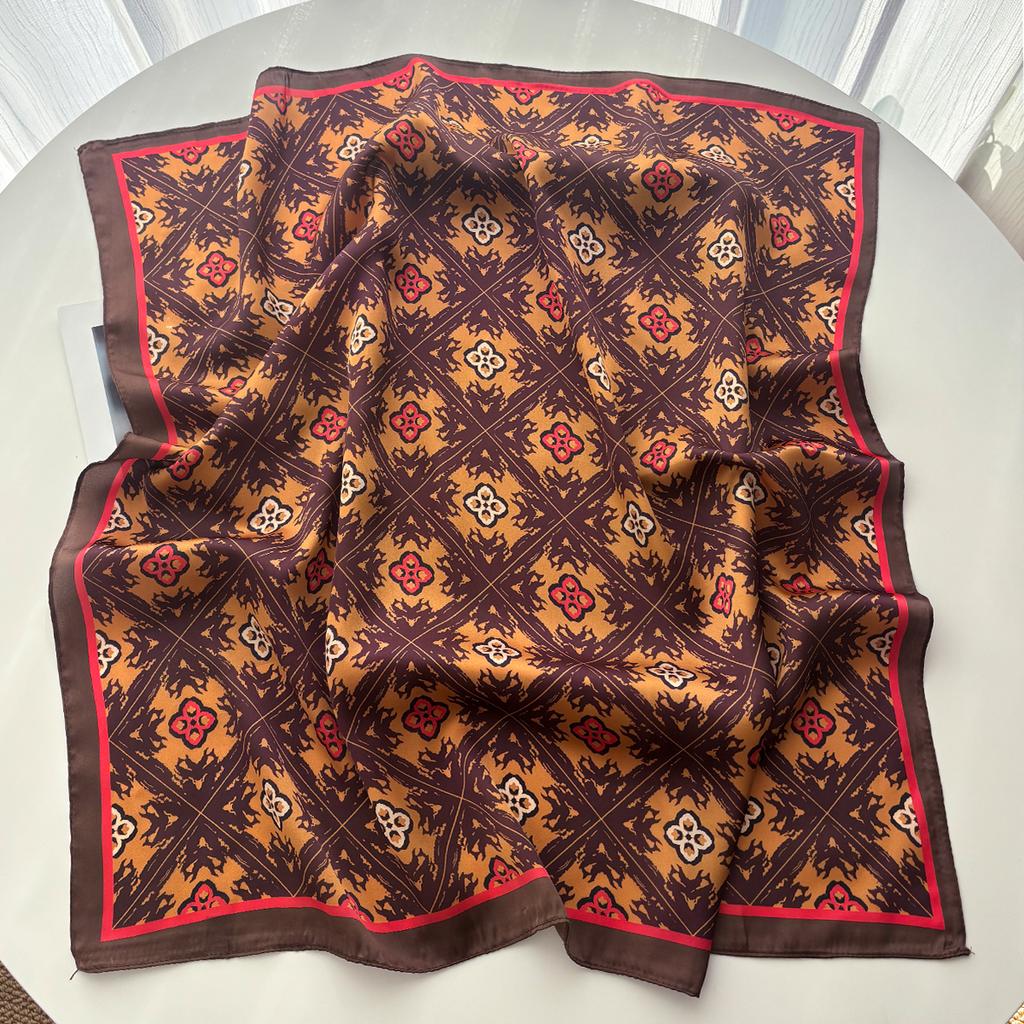Luxury Square Scarf For Women Retro Ladies Hijab Fashion Neckerchief Bandanas Soft Stain Elegant Faux Silk Scarves Shawl