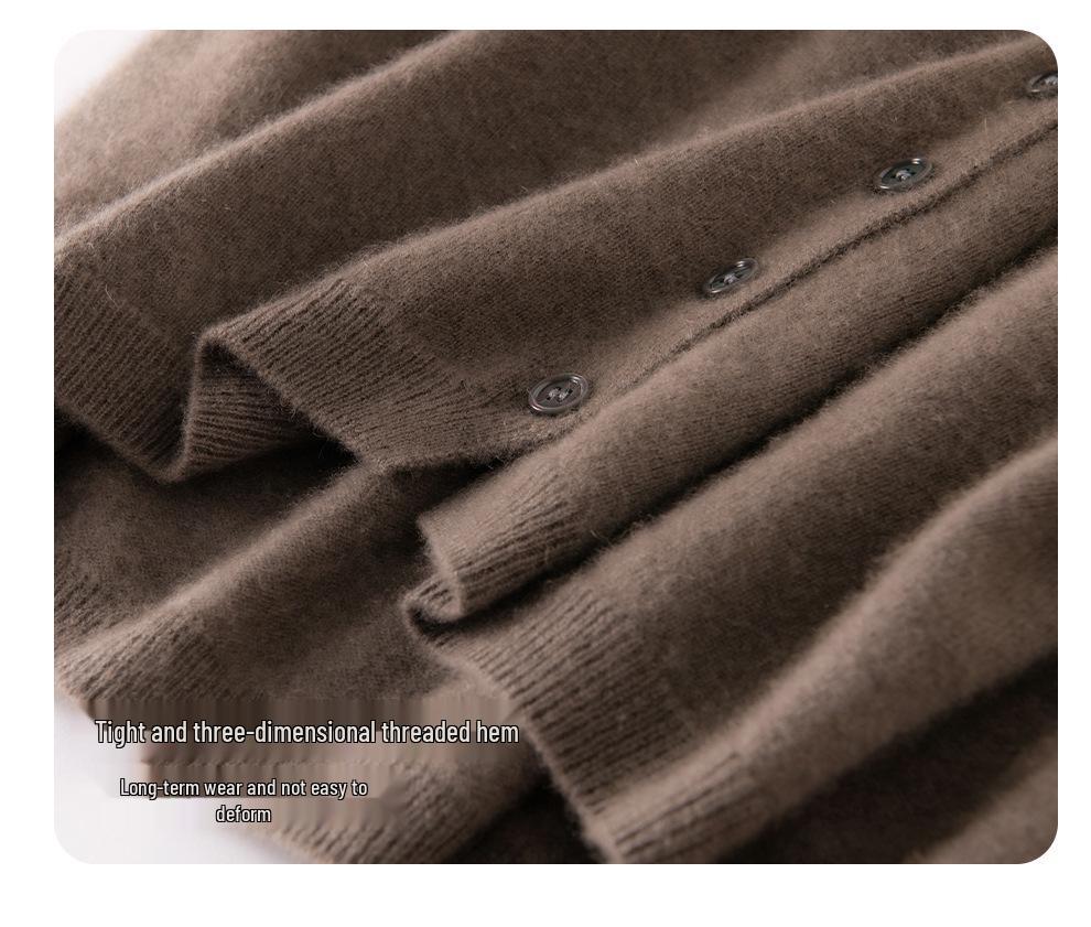 Lekasha Women's Cashmere Cardigan: Autumn/Winter 2026 Collection - Fashionable Thickened Sweater.