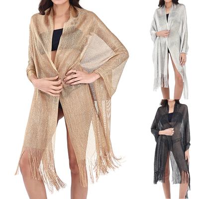 Women's Fashion Beach Solid Color Loose Beach Dress Patchwork Hollow Cover Up