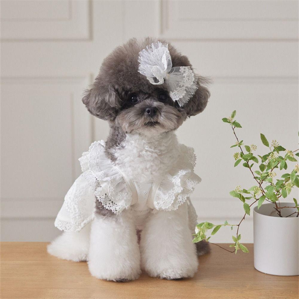 Soft Pet Summer Clothes Lace Cat Flying Sleeve Skirt Fashion Pet Princess Dress  for Puppy Kittens