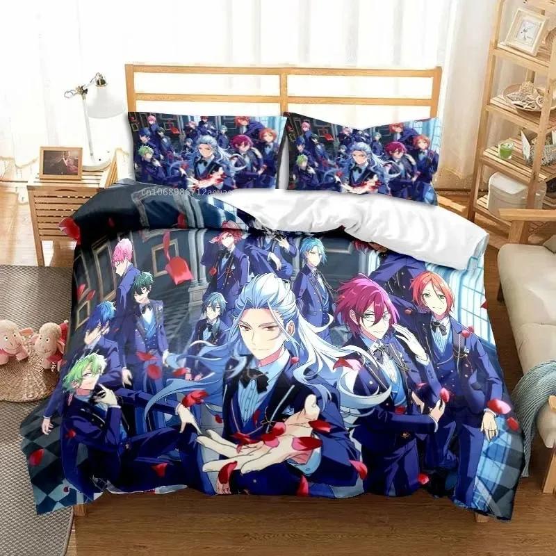 3D Anime Rockband Ensemble Stars Ganzjahres-Einzelbettwäsche-Set 3-teiliges Bettdecken-Set Bettbezug Doppel-King Bettdeckenbezug