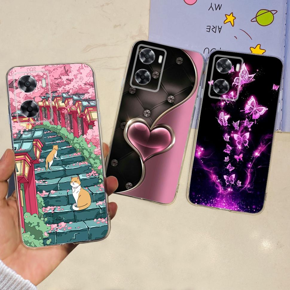 For Oppo A57 4G 2022 Case CPH2387 Lovely Bear Cover Soft For Oppo A 57 S A57S A77 A57 4G OppoA57 Fashion ShockProof Phone Cases