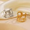 Stainless Steel Irregular Rings Vintage Geometric Metal Lava Open Rings for Women Hollow Cool Punk Finger Ring Jewelry Gifts