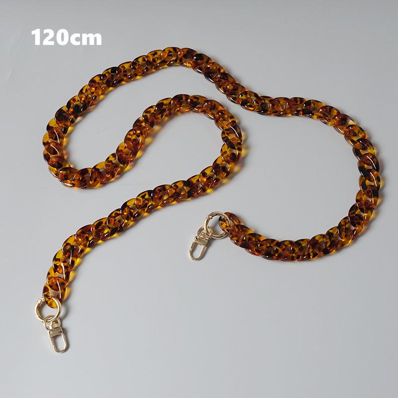 New Fashion Woman Handbag Accessory Chain Amber Leopard Acrylic Resin Chain Luxury Strap Women Clutch Shoulder Purse Chain