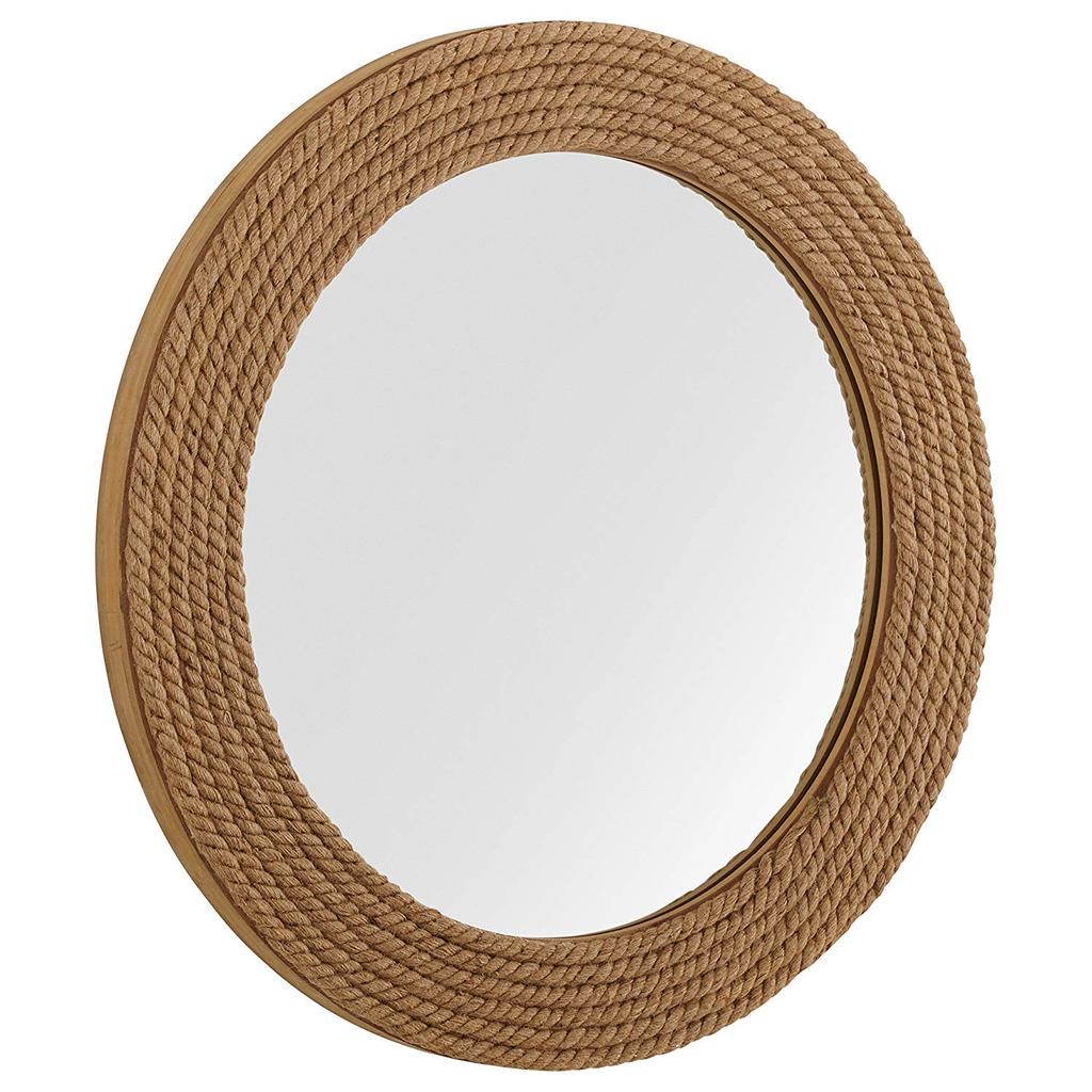 Nagina International Vintage Maritime Rope Accentuated Wall Decor Mirror | Plane Bathroom Mirror | Nautical Gifts & Decor AS-N15C-16B0