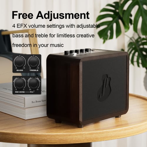 JUSTPRO 15W Mini Guitar Amplifier, Portable Acoustic Guitar Amplifier, Rechargeable Wireless Guitar Practice Amplifier with 4 EFX Volume Adjustment, S