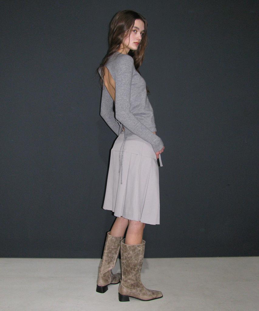 PARTIMENTO WOMEN Open Back Knit Top_Melange