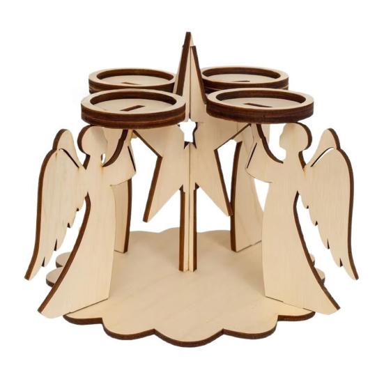 

1/2/3 шт. Рождественский деревянный подсвечник в виде ангела, подсвечник на 4 руки, подставка для чайной свечи, украшение для центра стола для дома, офиса, гостиной, столовой 1pc