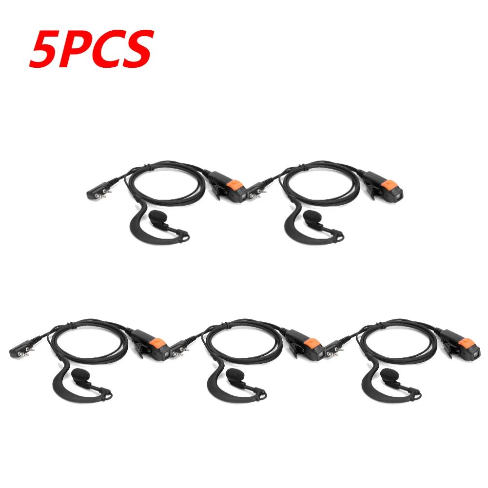 PU Wired Walkie Talkie Headset Earphones K-Plug Earpiece Headset Dual PTT G Type with Microphone for Kenwood Baofeng 888S TYT