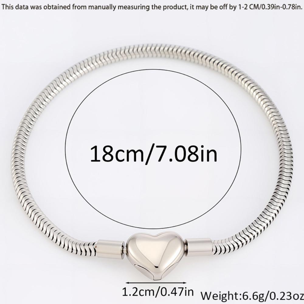 Titanium Steel Bracelet Women Round Snake Heart Pendant Beaded Chain Minimalist Luxury Fashion Jewelry Gift