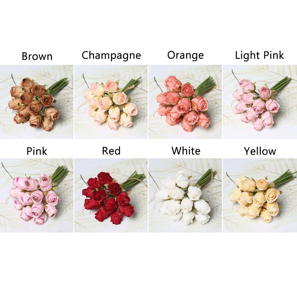 12 Heads Rose Artificial Flower Multicolor DIY Accessories Lifelike Flower Bouquet Silk Petals Photo Props