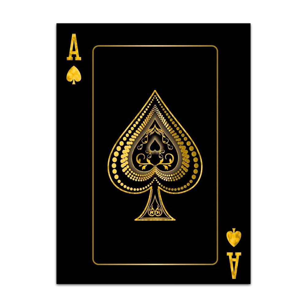 Gold Queen King Poker Black Nordic Wall Prints And Posters For Living Work Room Wall Art Canvas Painting Picture